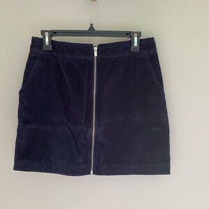 Gap blue corduroy front‎ zip mini skirt size 8